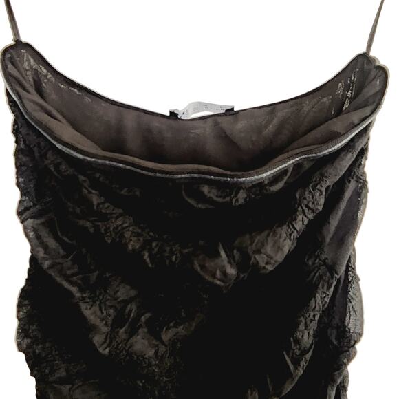 Zara Black Ruched Lace Strapless Midi / Maxi Dress Size Small - Picture 2 of 10